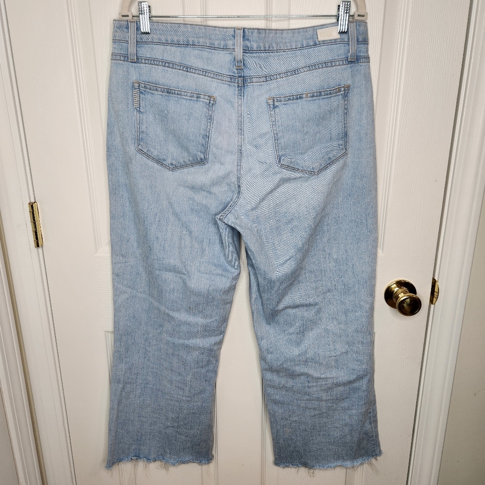 PAIGE Nellie Light Wash Jeans Natural Raw Hem Crop Wide Leg Size 31 - Picture 5 of 12